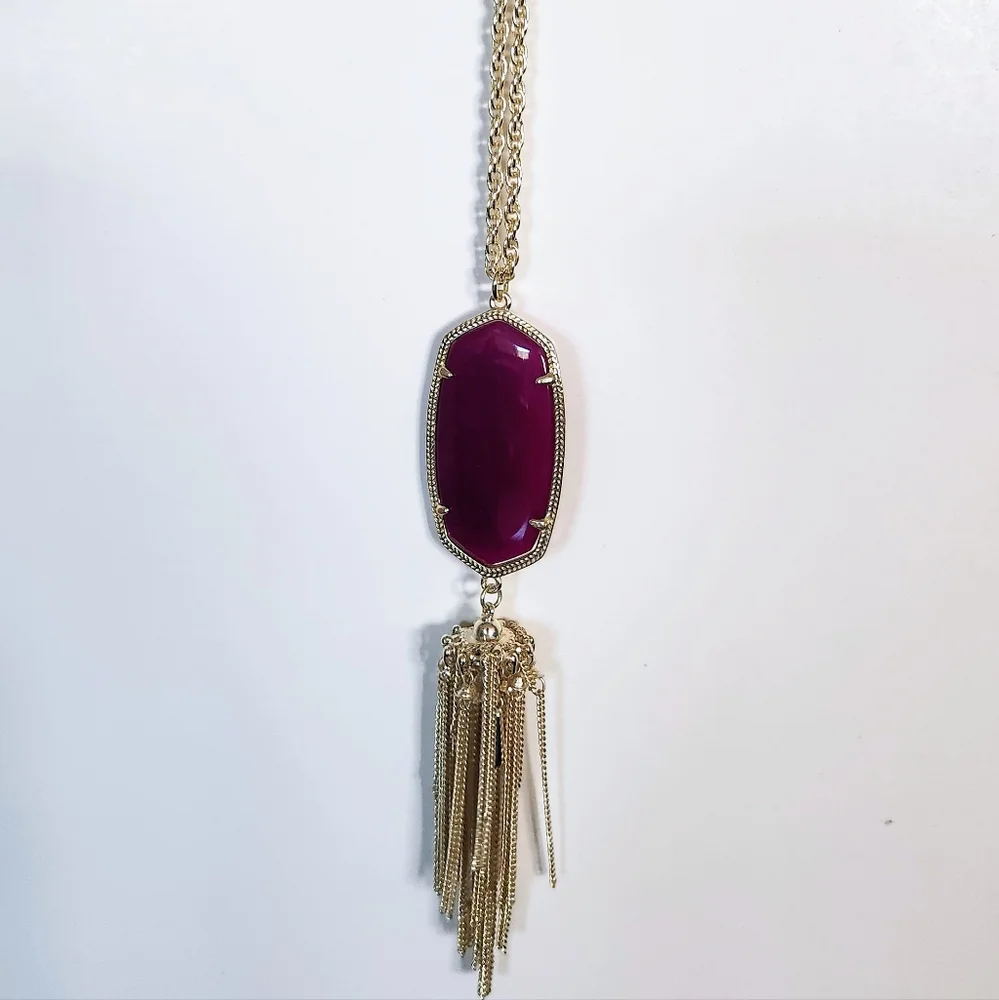 ✨️Kendra Scott Rayne Gold Necklace with Deep Purple Stone NWT✨️ - Picture 2 of 5